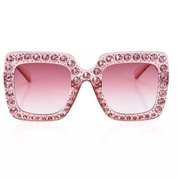 Pink Translucent Studded Fashion Sunglasses - Picture 6 of 9